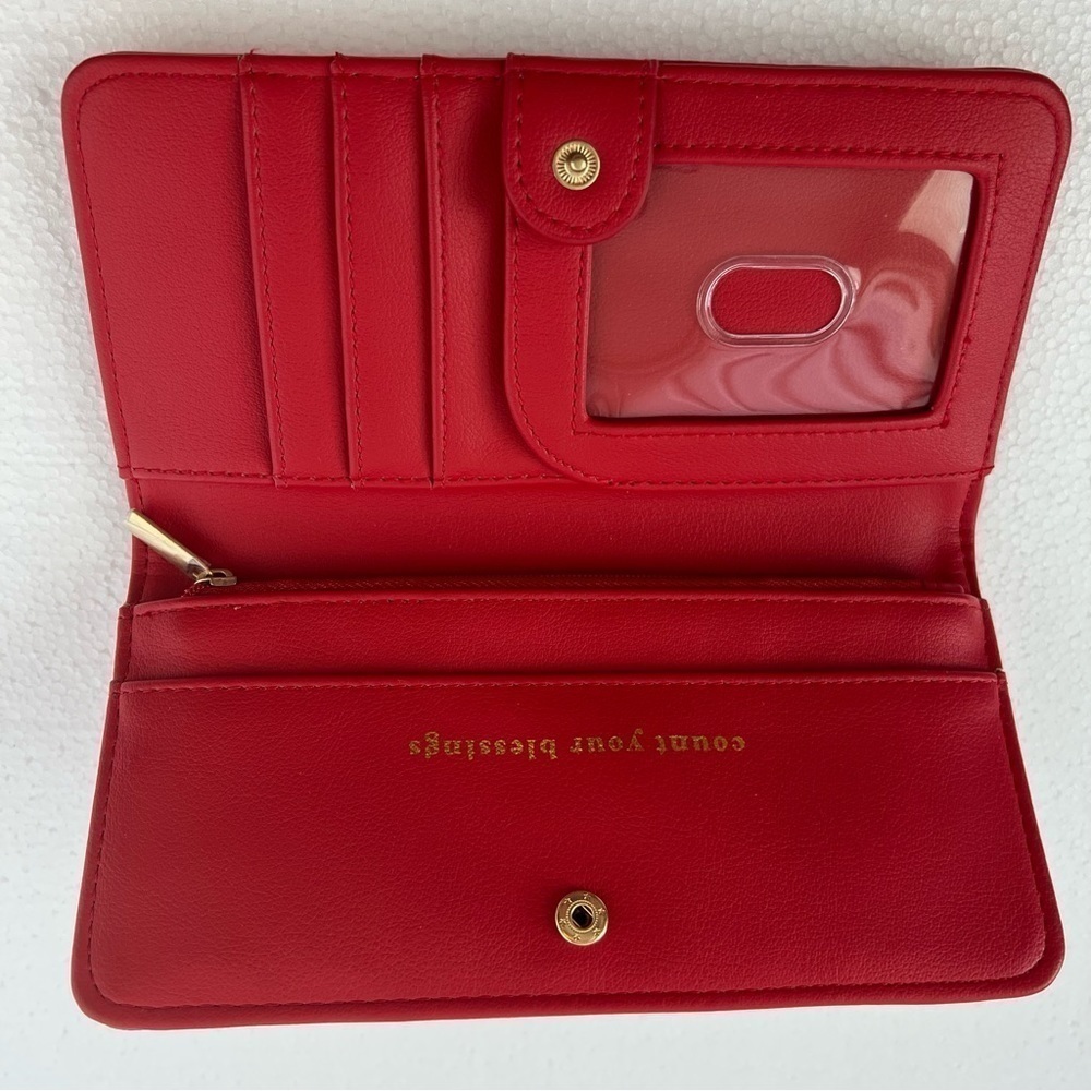 Origami Owl Red “Count Your Blessings” Snap Closure Wallet - Picture 7 of 13